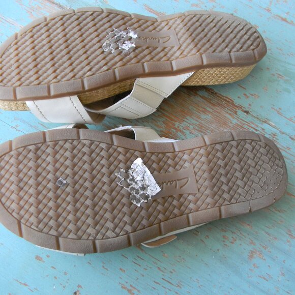 EUC Clarks Collection Leather Slide Sandals Reileigh May WHITE SZ 10M CRISS-CROS - Picture 5 of 6